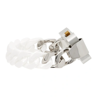 Shop Alyx Silver & White Ceramic Buckle Chain Bracelet In White/silver