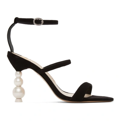 Shop Sophia Webster Black Rosalind Pearl Heeled Sandals In Black/pearl