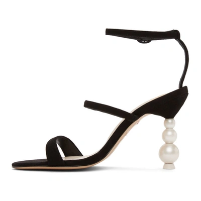 Shop Sophia Webster Black Rosalind Pearl Heeled Sandals In Black/pearl
