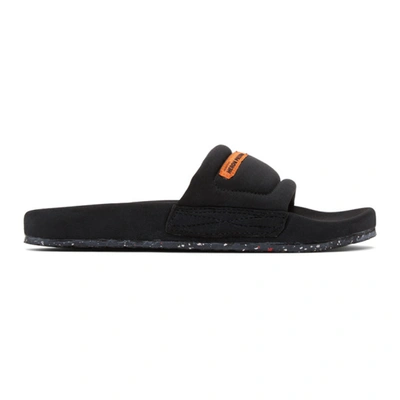 Shop Heron Preston Black Fabric Sliders