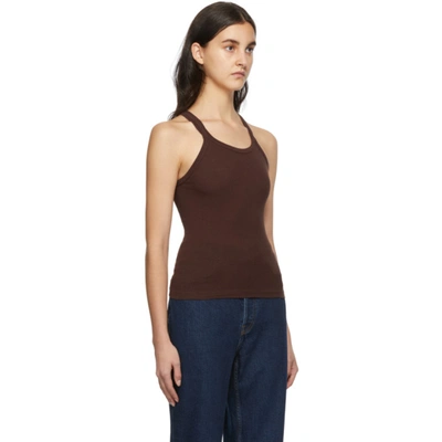 Shop Re/done Brown Ribbed Tank Top In Hickory