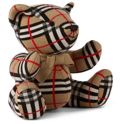 Shop Burberry Kids Wool Check Thomas Bear In Archive Beige
