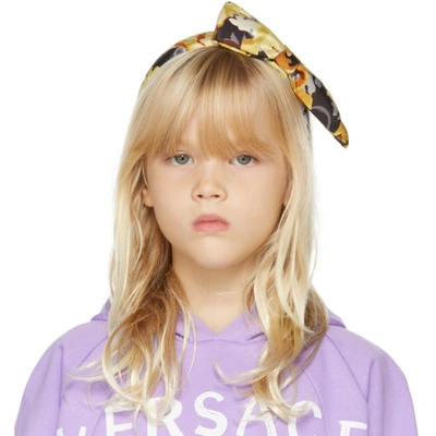Shop Versace Kids Yellow & Black Baroccoflage Headband In 5b000 Black+gold