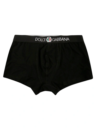 Shop Dolce & Gabbana Waist Logo Boxer Shorts In Nero