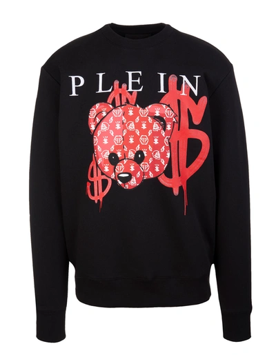 Shop Philipp Plein Man Black Teddy Bear Sweatshirt