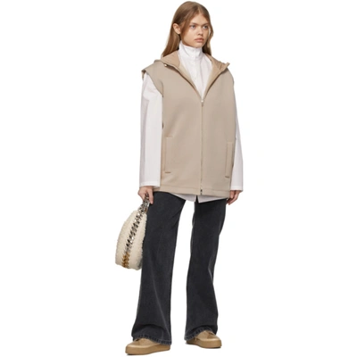 Shop Max Mara Beige Cotton Jersey Gillet Zip-up In 001 Albino