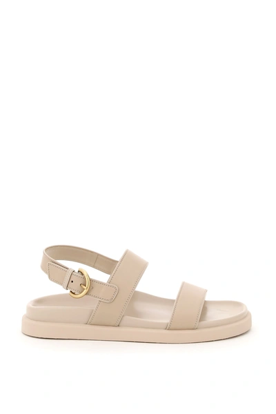 Shop Gianvito Rossi Bilbao Leather Sandals In Mousse Mousse (beige)