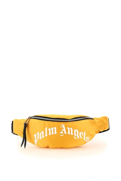 Shop Palm Angels Curved Logo Fanny Pack In Yellow/silver
