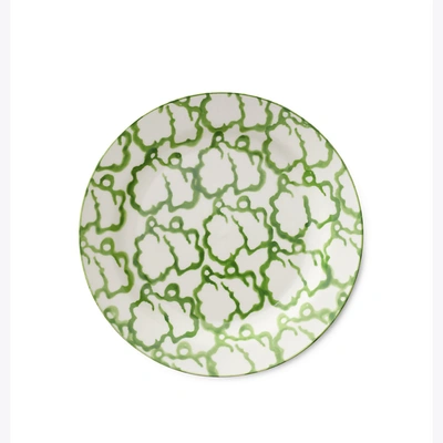 Shop Tory Burch Spongeware Canape Plate, Set Of 6 In Green / Smoke