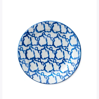 Shop Tory Burch Spongeware Canape Plate, Set Of 6 In Blue