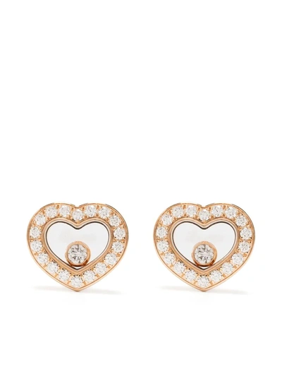 Shop Chopard 18kt Rose Gold Happy Diamonds Icons Diamond Stud Earrings In Pink