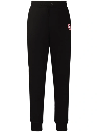 Canada Goose Men Black Cotton Logo Patch To The Front Elasticated Ankles Elasticated Drawstring Wais In Black