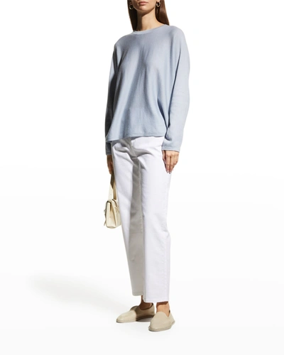 Shop Eileen Fisher Garment-dyed Stretch Denim Ankle Jeans In White