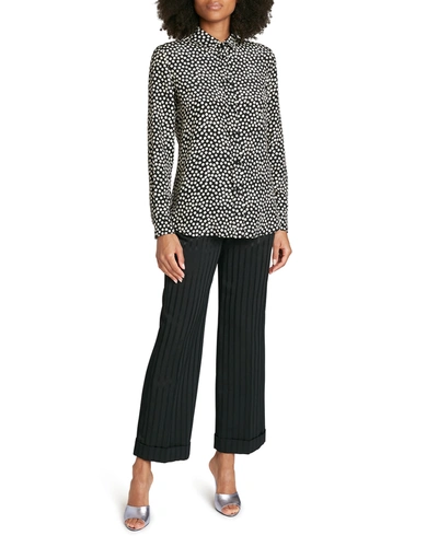 Shop Saint Laurent Classic Polka Dot-print Silk Blouse In Neromulticolor