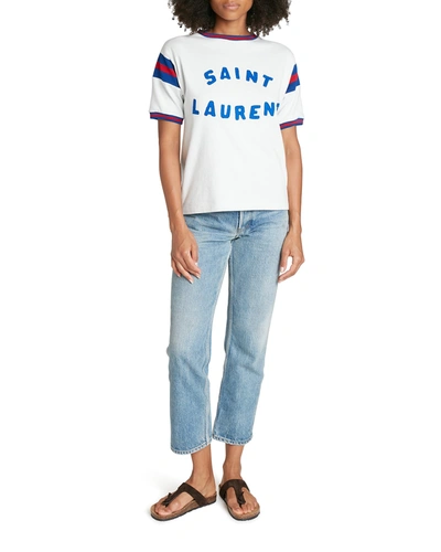 Shop Saint Laurent Logo Vintage Sports T-shirt In Blue