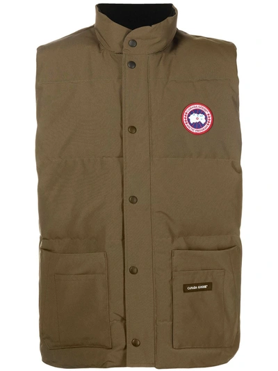 Shop Canada Goose Logo-patch Padded Gilet In Green