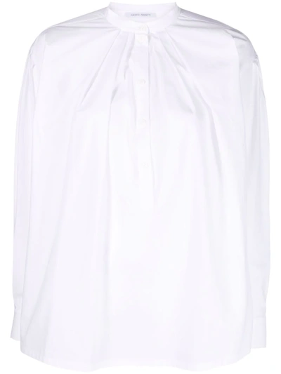 Shop Alberta Ferretti Mandarin Collar Shirt In White