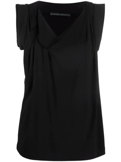 Shop Alberta Ferretti Sleeveless V-neck Blouse In Black