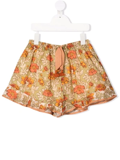 Zimmermann Floral-print Cotton Shorts In Green