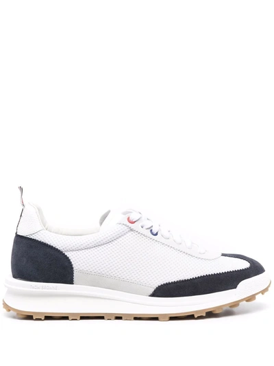 Shop Thom Browne Low-top Panelled Sneakers In White