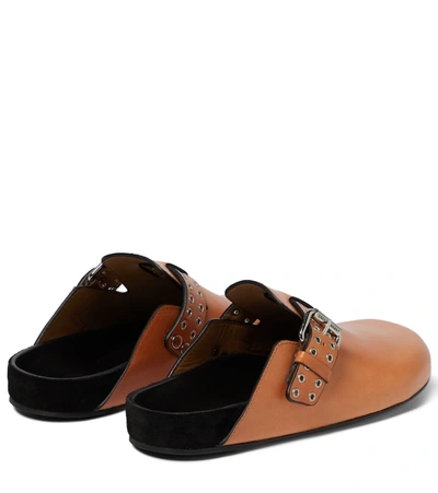 Shop Isabel Marant Mervin Leather Slippers In Natural