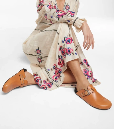 Shop Isabel Marant Mervin Leather Slippers In Natural