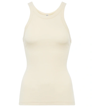 Shop Totême Ribbed-knit Jersey Tank Top In Light Sand