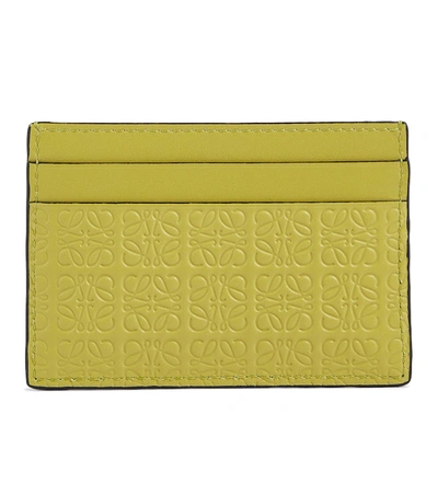 Shop Loewe Anagram Leather Cardholder In Lime Yellow