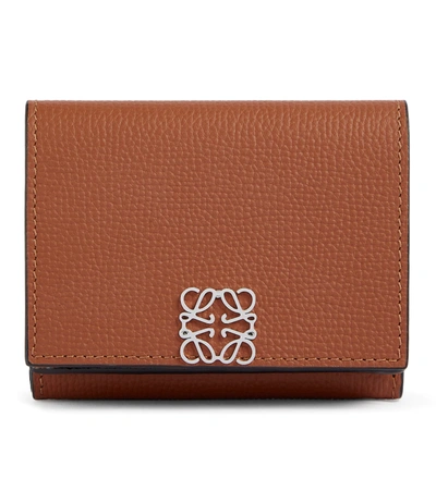 Shop Loewe Anagram Leather Wallet In Tan
