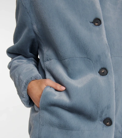 Shop Vince Faux Fur Jacket In Steel Blue