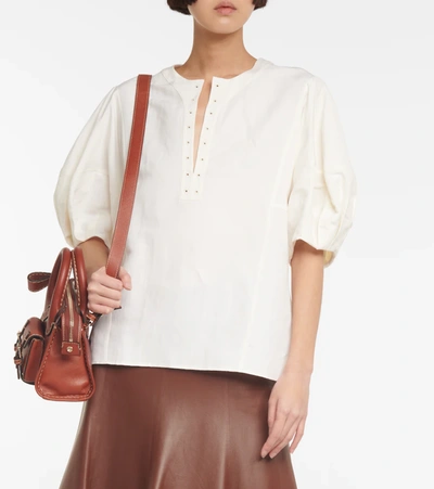 Shop Chloé Linen And Silk Canvas Top In Iconic Milk
