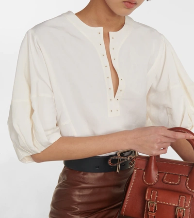 Shop Chloé Linen And Silk Canvas Top In Iconic Milk
