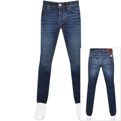 Shop Pretty Green Erwood Jeans Mid Wash Blue