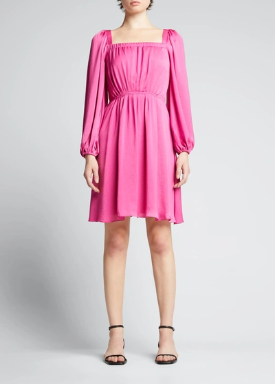 Shop Kobi Halperin Stavy Blouson-sleeve Dress In Pink Lady