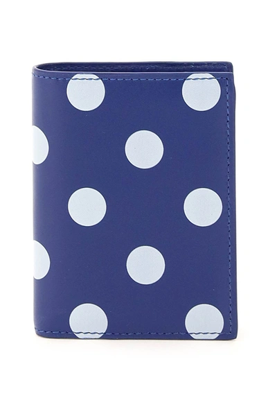 Shop Comme Des Garçons Comme Des Garcons Wallet Polka-dot Print Small Bifold Wallet In Blue