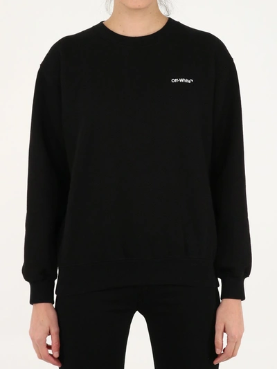 Shop Off-white Diagonal Crewneck Sweatshirt In Black/white