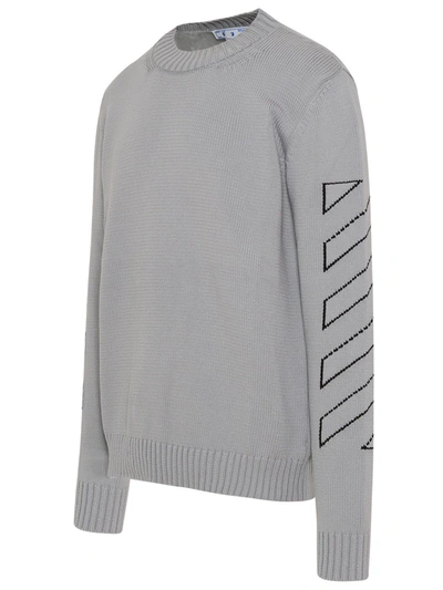 Shop Off-white Grey Cotton Blend Diag Outline Sweater