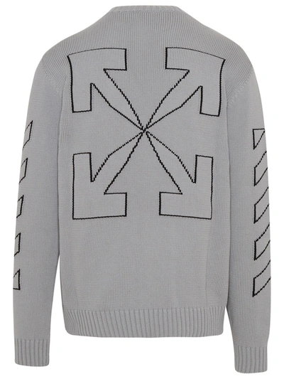 Shop Off-white Grey Cotton Blend Diag Outline Sweater
