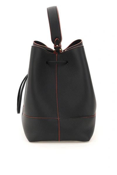 STRATHBERRY Lana Osette Midi Leather Bucket Bag