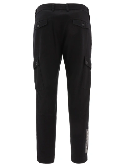 Shop Dolce & Gabbana Stretch Cargo Pants In Black  