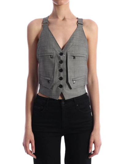 Shop Max Mara Wool Grisaille Waistcoat Gray In Grey