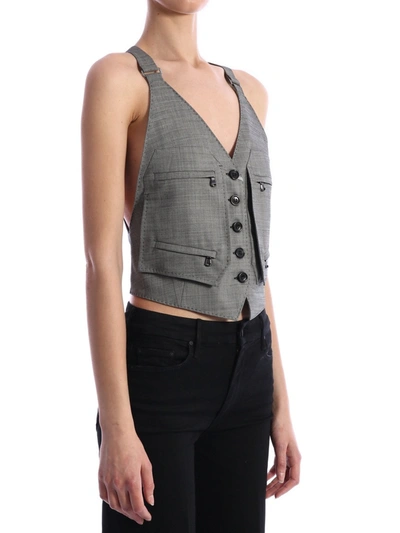 Shop Max Mara Wool Grisaille Waistcoat Gray In Grey