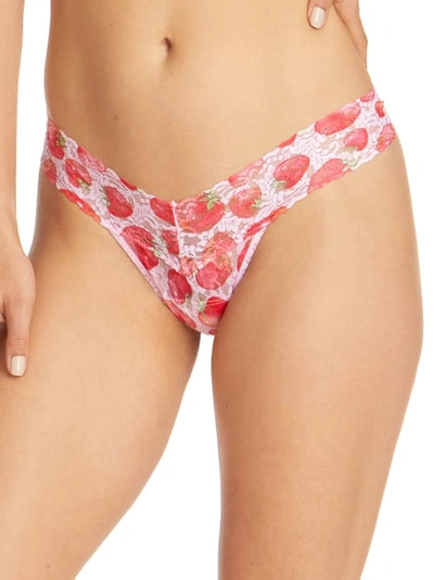 Shop Hanky Panky Strawberry Fields Low Rise Thong In Pink Multi