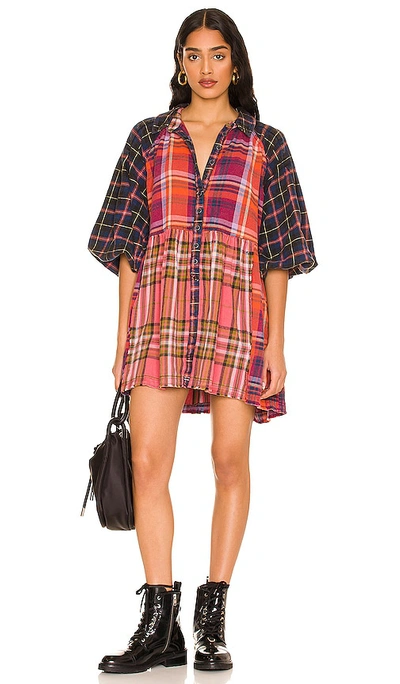 Shop Free People Moon Bay Mixed Plaid Top In Red
