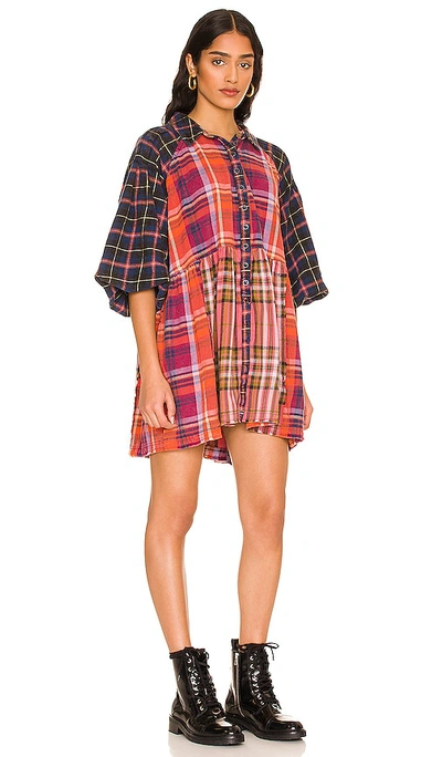 Shop Free People Moon Bay Mixed Plaid Top In Red