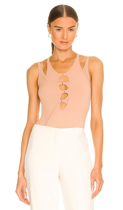 Shop Dion Lee Hosiery E Hook Overlay Bodysuit In Nude