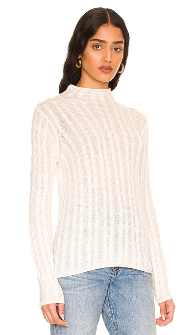 Shop Theory Cable Mock Neck Top In Ivory