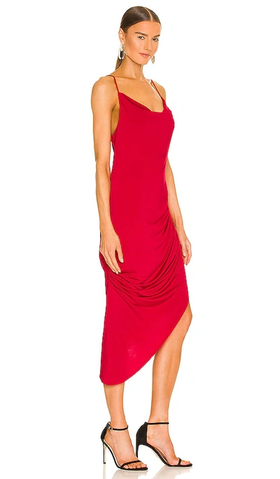 Shop Krisa Draped Midi Dress In Red