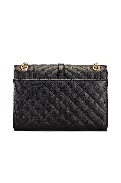 Shop Saint Laurent Medium Tri-quilt Envelope Chain Bag In Nero & Nero