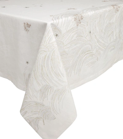 Shop Alexandre Turpault Oceanide Blanc Tablecloth (170cm X 320cm) In White